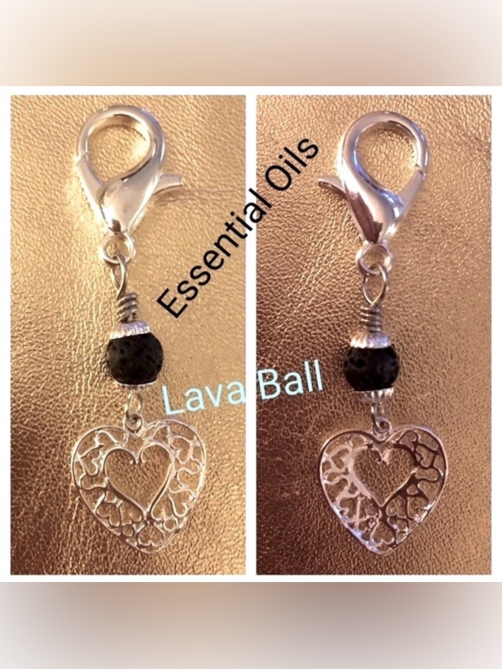 Clip On Heart in Silver for Aromatherapy Purse, Coat Zipper Pull up